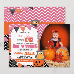 Girls 1st Birthday Halloween Birthday Invite