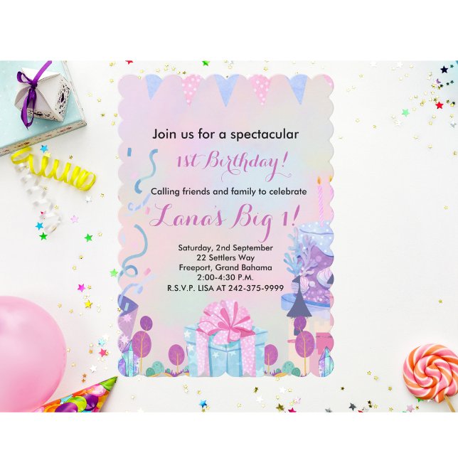 Girls 1st Birthday  Invitation (Creator Uploaded)