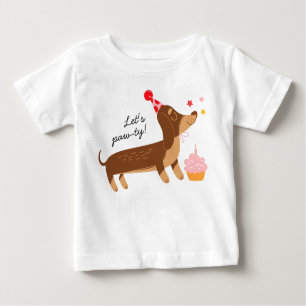 Girl's 1st Birthday Let's Pawty Cute Party Dog Baby T-Shirt