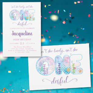Girls 1st Birthday One derful Invitation