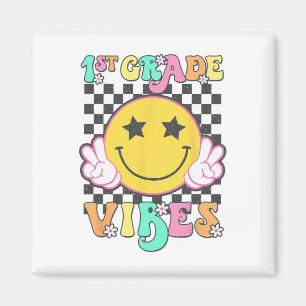 Girls 1st Grade Vibes Smile Face Byck To School Fi Magnet