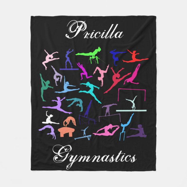 Girls 25 Gymnastics Poses Personalised  Fleece Blanket (Front)