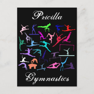 Girls 25 Gymnastics Poses Personalised     Postcard