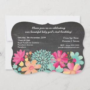 Girls 2nd Birthday Party Number Photo Invitation