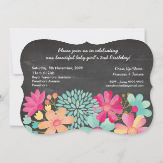 Girls 2nd Birthday Party Number Photo Invitation