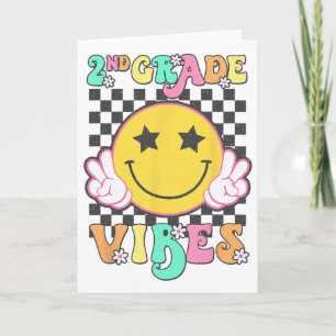 Girls 2nd Grade Vibes Smile Face Byck To School Se Card