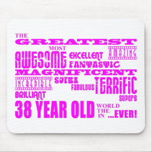 Girls 38th Birthdays Pink Greatest Thirty Eight Mouse Pad