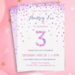 Girls 3rd Birthday Third Birthday Party Invitation<br><div class="desc">Celebrate your 3 year old's birthday with colourful pink and purple confetti on these 3 year old birthday invitations! Featuring your daughter's party details and a "3" in confetti. Back has confetti design with a soft lavender colour. This adorable design is super cute and girly - and perfect for the...</div>