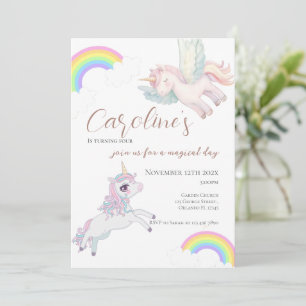 Girl's 3rd birthday, with pony and rainbow invitation