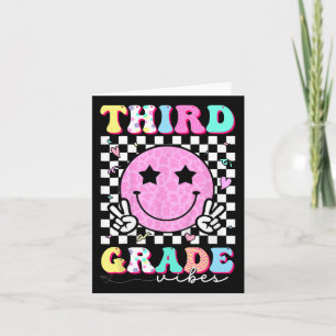 Girls 3rd Grade Vibes Smile Face Back To School Bo Card