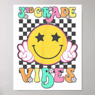 Girls 3rd Grade Vibes Smile Face Byck To School Th Poster