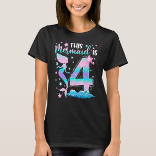 Girls 4th Bday This Mermaid Is 4Years Old Kids Cos T-Shirt
