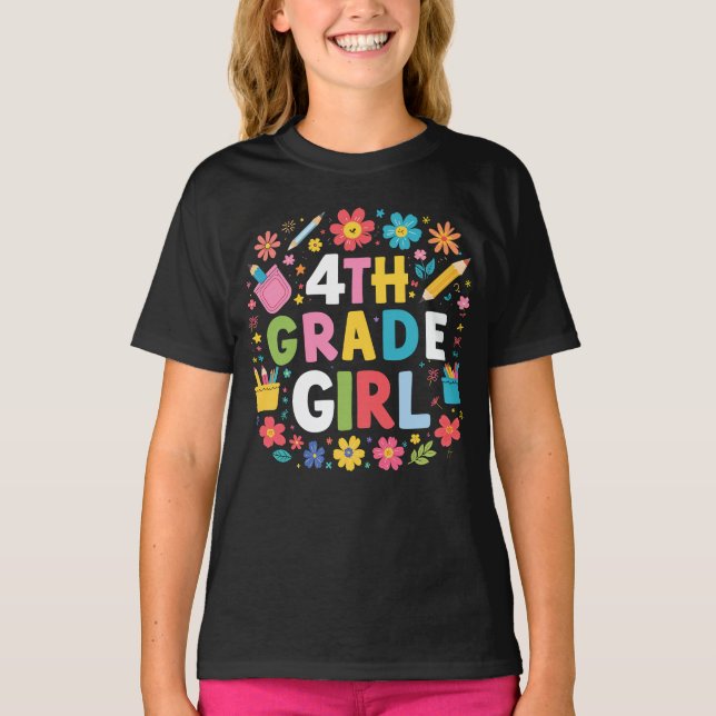 Girls 4th Grade Girl Fourth Grade Back To School T-Shirt (Front)