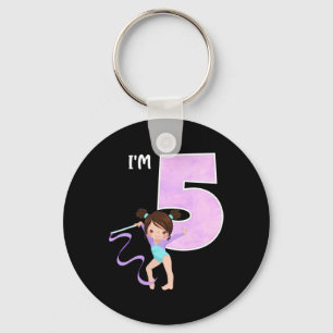 Girl's 5 Year Old Gymnast 5th Birthday Party Gymna Key Ring