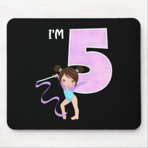 Girl's 5 Year Old Gymnast 5th Birthday Party Gymna Mouse Pad