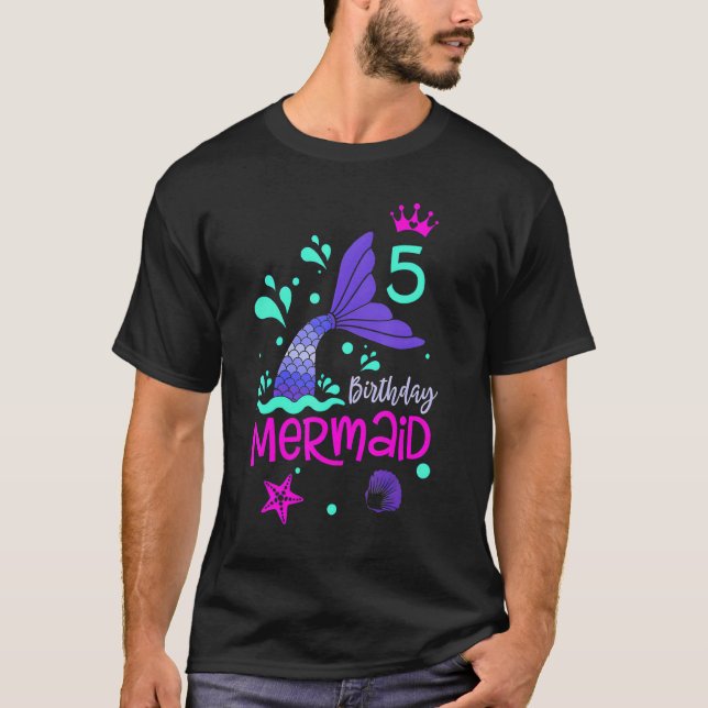 Girls 5th Birthday This Mermaid Is 5 Years Old Cos T-Shirt (Front)