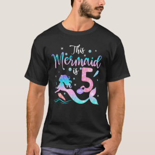 Girls 5th Birthday This Mermaid Is 5 Years Old Cos T-Shirt