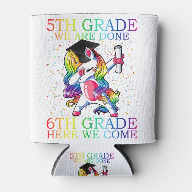 Girls 5th Grade Graduation Magical Unicorn Gift Can Cooler (Front)