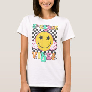 Girls 5th Grade Vibes Smile Face Byck To School Fi T-Shirt