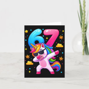 Girls 6 7 Unicorn Dab Number 67 Six Seven Meme You Card