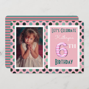 Girls 6th Birthday Party Invitation