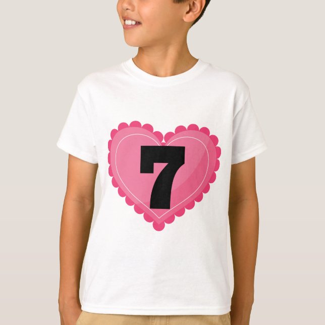 Girls 7th Birthday Heart T-Shirt (Front)