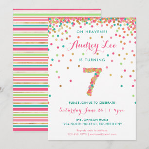 Girls 7th Birthday Invitation birthday party