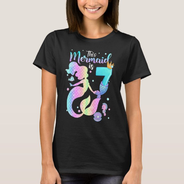 Girls 7th Birthday This Mermaid Is 7 Years Old Cos T-Shirt (Front)