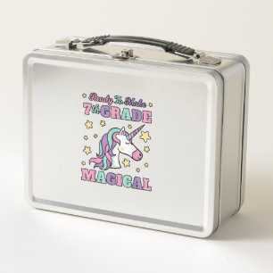 Girls 7th Grade Back To School Magical Unicorn Gif Metal Lunch Box