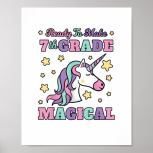 Girls 7th Grade Back To School Magical Unicorn Gif Poster