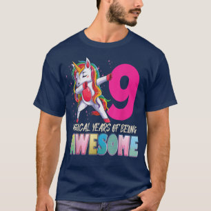 Girls 9th Birthday Party 9 Year Old Girl Dabbing U T-Shirt