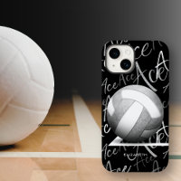 girl's ace serve grey volleyball w text pattern
