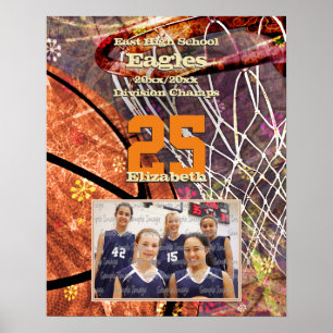girls' add your basketball team photo poster