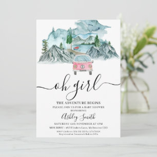  Girls Adventure Begins Wilderness Baby Shower Invitation