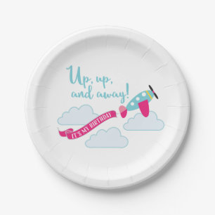 Girls Aeroplane Birthday Party Plate
