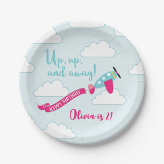 Girls Aeroplane Birthday Party Plate