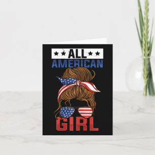 Girls American Flag All American Girl 4th Of July  Card