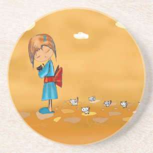 girls and cats coaster