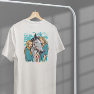 Girls And Horse Portrait T-Shirt