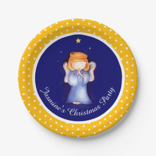 Girls angel personalised Christmas paper plate