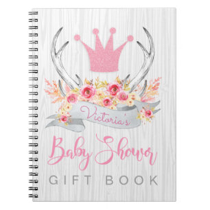 Girls Antler Baby Shower Guest Gift Book