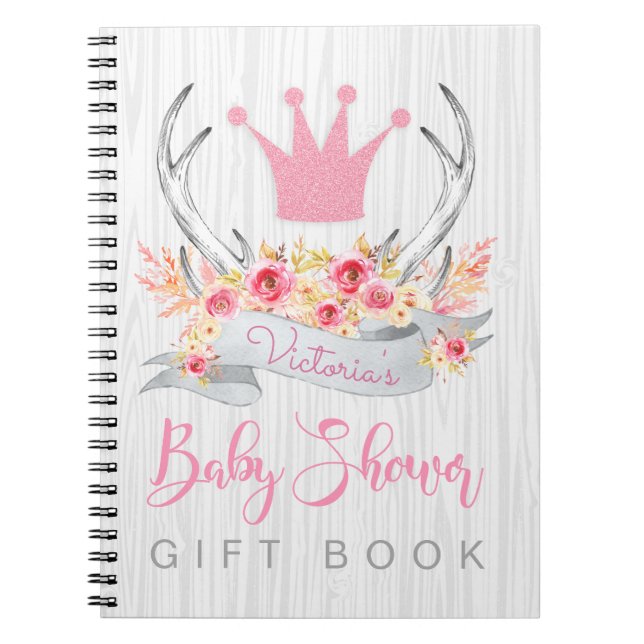 Girls Antler Baby Shower Guest Gift Book (Front)