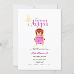Girl's AQIQAH Baby Shower Birthday Princess Theme Invitation