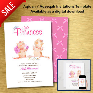 Girl's AQIQAH Baby Shower Birthday Princess Theme Invitation