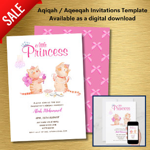 Girl's AQIQAH Baby Shower Birthday Princess Theme Invitation