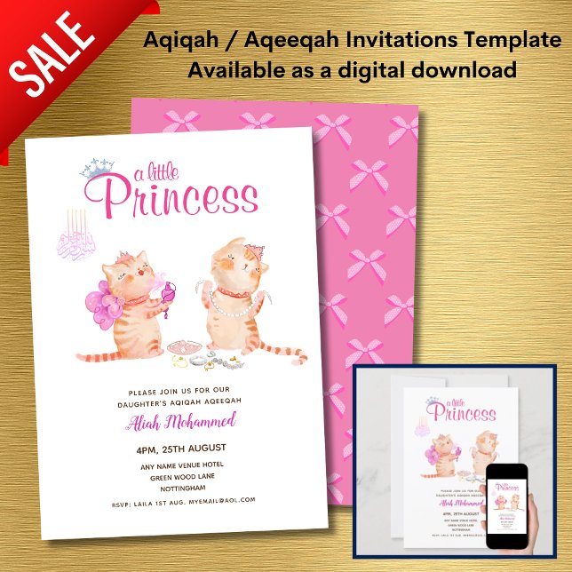 Girl's AQIQAH Baby Shower Birthday Princess Theme Invitation (Creator Uploaded)