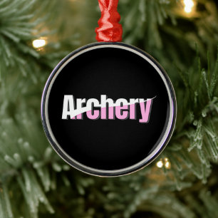 Girls Archery Abstract Typography Metal Ornament