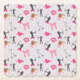 Girls Archery - Girly Hearts and Makeup Paper Coaster