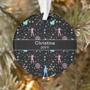 Girls Archery - Girly Hearts Stars Archer Ornament