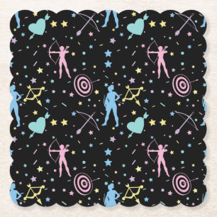 Girls Archery - Girly Hearts Stars Archer Paper Coaster